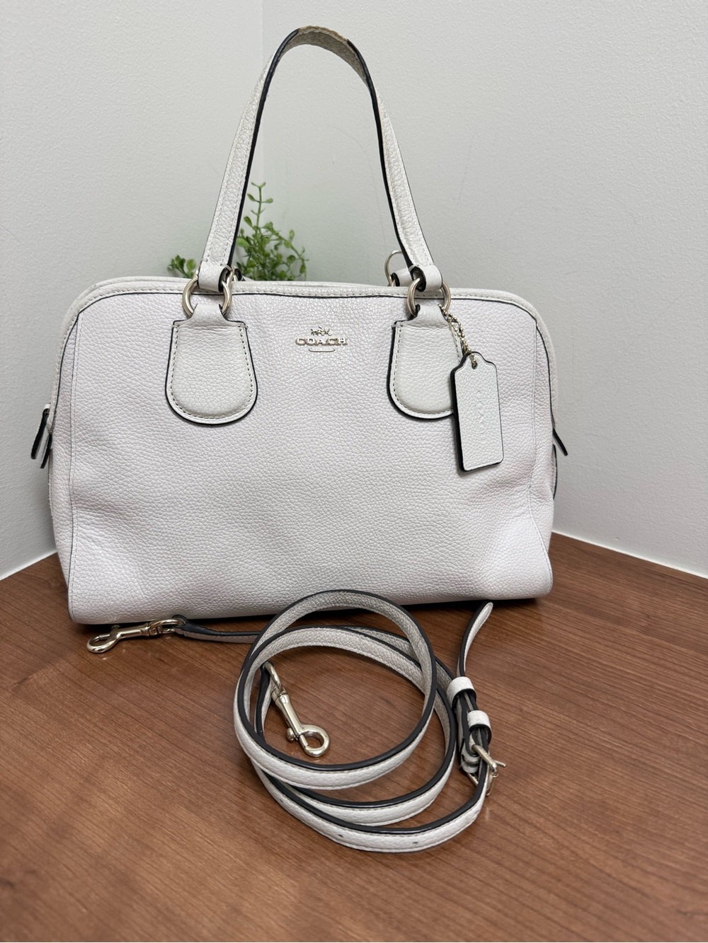 Coach Nolita Pebbled Leather Satchel in Off-White/Cream - Picture 2 of 11